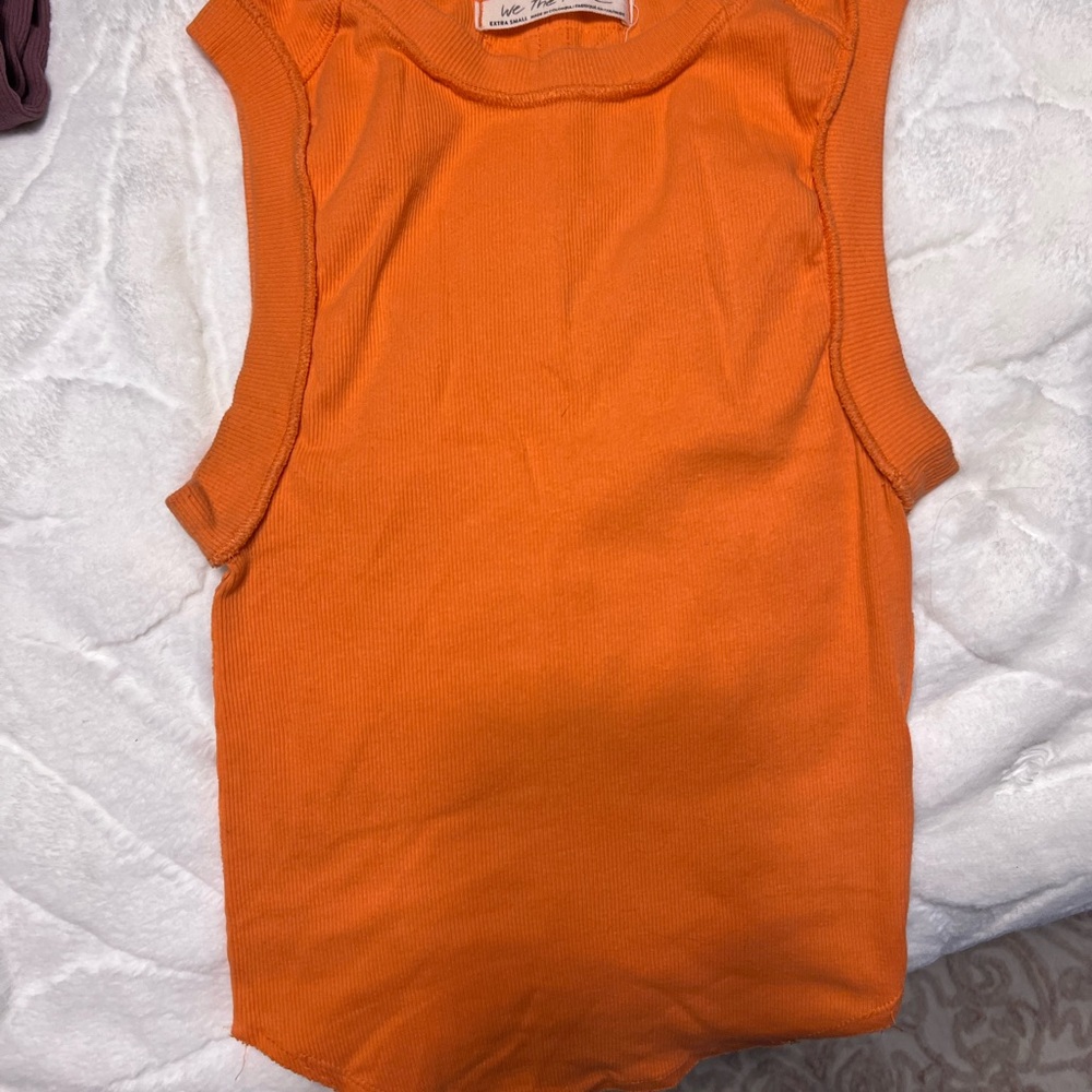 Free people Orange Ribbed Tank Top